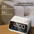thumbnail image 2 of 24hr FM Radio LED Alarm Clock Bedside Wake Up Digital Table Clock Calendar Temperature Humidity Display Screen USB Charging, 2 of 7