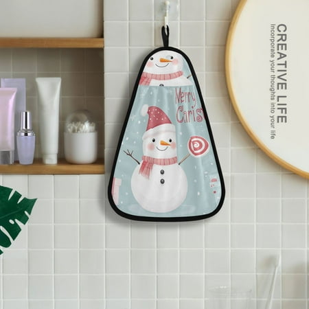 

Merry Christmas Snowman Gifts Hanging Towel Kitchen Hand Towel Bathroom Absorbent Towel Machine Washable Quick Dry Dishcloths