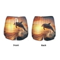 thumbnail image 3 of Balery Sunset Dancing Dolphin A Pantalones cortos deportivos para mujer con forro y dos bolsillos, elásticos, para entrenamiento, gimnasio, yoga-X-Large, 3 of 7