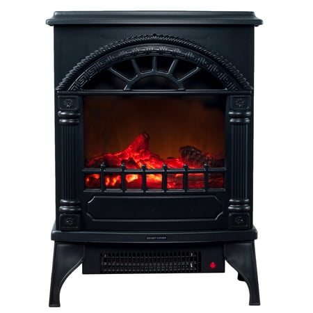 Somerset Home Electric Fireplace – Space Heater - Faux Log and Flame, Black