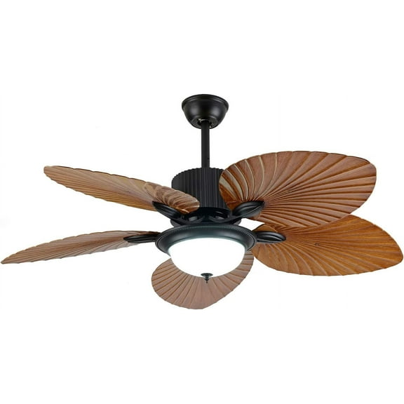52in Ceiling Fan Light Wooden Fan Blade 3 Color Dimming Pendant Lights with Remote Control Chandelier