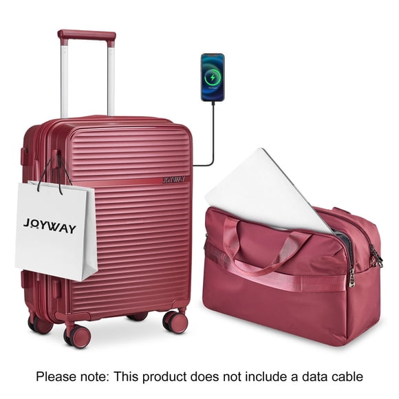 Joyway 2-Piece Carry-on Suitcase Set, 20-inch Hard-Shell Suitcase with Spinner Wheels and TSA Lock, Unisex Lightweight Travel Suitcase