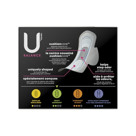 U by Kotex Balance Ultra Thin Pads with Wings, Heavy Absorbency, 16 Count