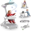 MINGYI 4-in-1 Baby Walker - Multi-functional, Height Adjustable, Foldable Design (Gray)