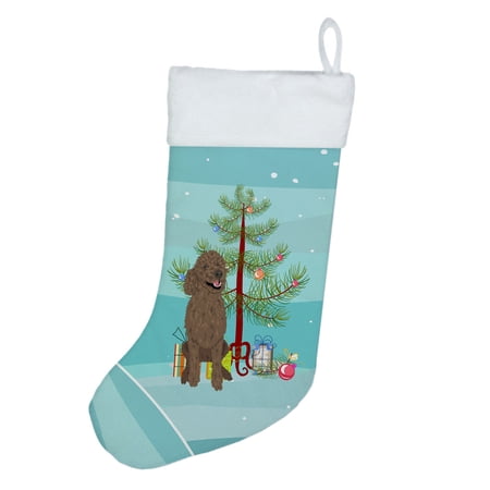 Poodle Standard Brown Christmas Christmas Stocking 13.5 in x 18 in
