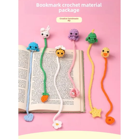 Animal Bookmark Crochet Kit for Beginners, 6-Pack Christmas Amigurumi Set with Step-by-Step Video Tutorials, TIKA