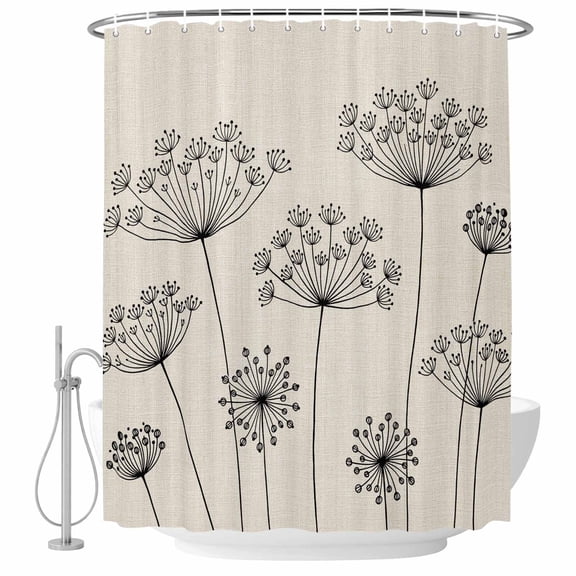 Farmhouse Dandelion Shower Curtain, Waterproof Shower Curtains for Bathroom, Spring Modern Minimalist Country Flower Washable Fabric Bathtub Curtain Set Bath Decor with 12 Hooks Stall 36"x72"