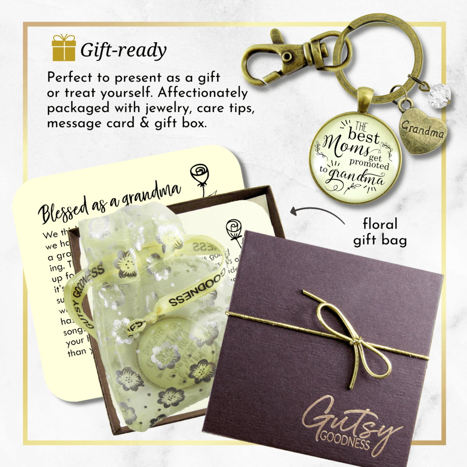 New Grandma Keychain Best Moms Get Promoted Grandmother Keepsake Jewelry Gift