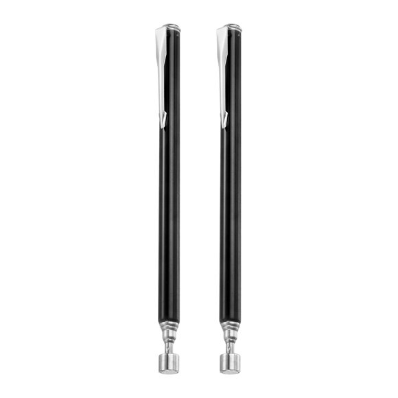 2pcs Telescoping Magnetic Pickup Tool 2LB Stainless Steel 5.8" to 24.4" Extendable Magnet Retrieval Stick with Pocket Clip for Car Industry Garage Office, Black