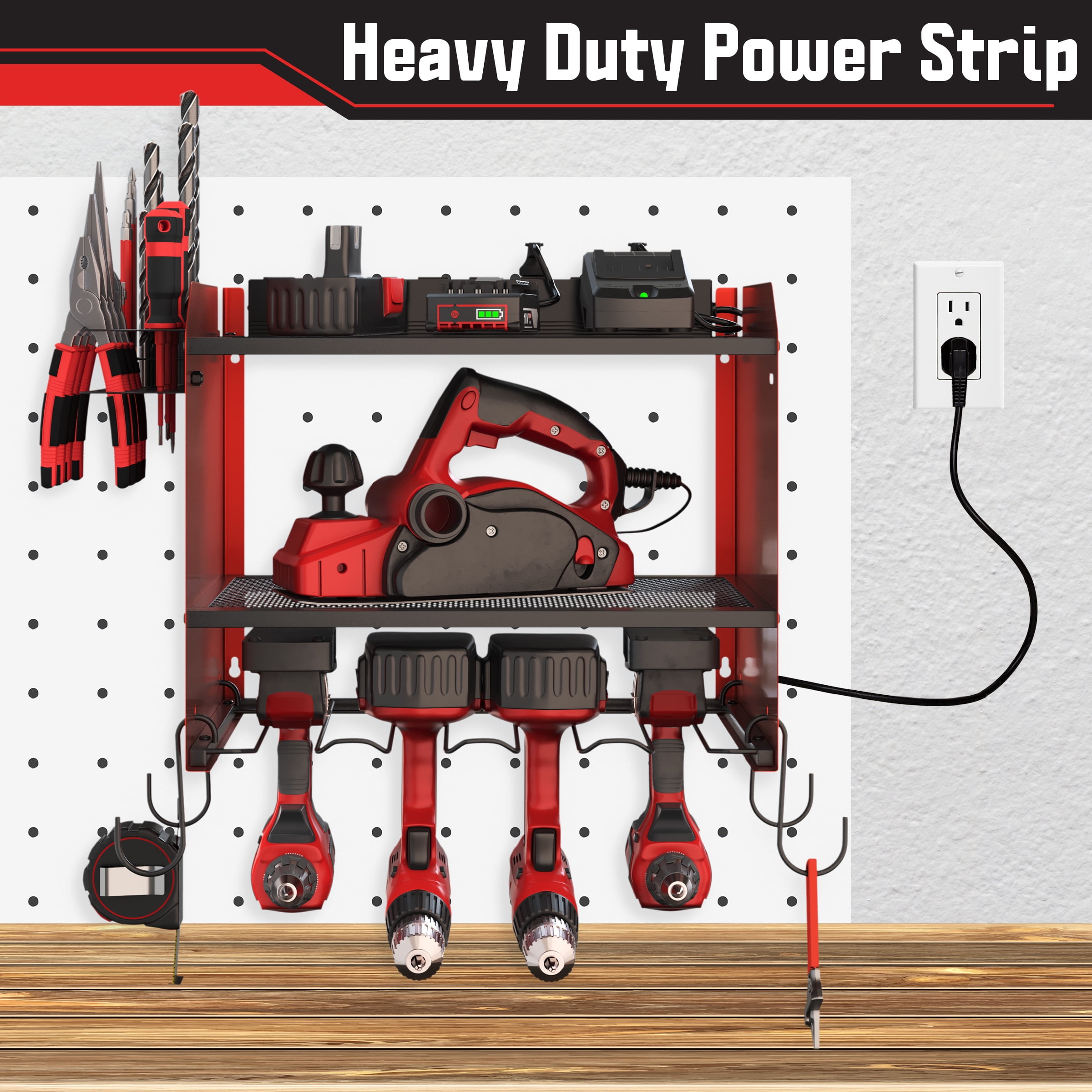 Stalwart Drill Holder Power Tool Organizer Wall Mount with Charging Station
