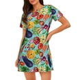 thumbnail image 1 of Fotbe Vegetable (2) Bata de Dormir para Mujer con Estampado, Camisón de Algodón de Manga Corta, Ropa de Dormir Casual, 1 of 6