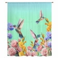 thumbnail image 2 of Teal Green Hummingbirds Sheer Curtains 54 Inches Long, Spring Flowers Plant Light Filering Curtains, Breathable Simi Curtain Privacy Drapes for Kitchen Bathroom Lightweight Small Window Treatment, 2 of 9