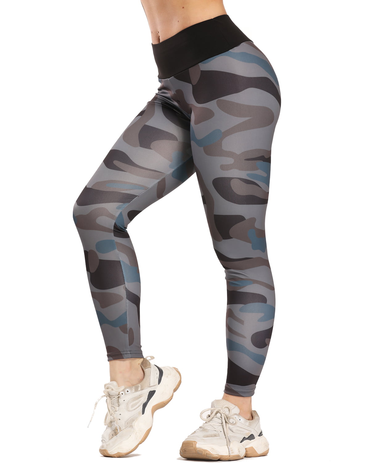 Leggings for Womens High Waist,Camouflage Print Hip Lift Tummy Control Exercise Fitness Running Stretch Yoga Pants 
