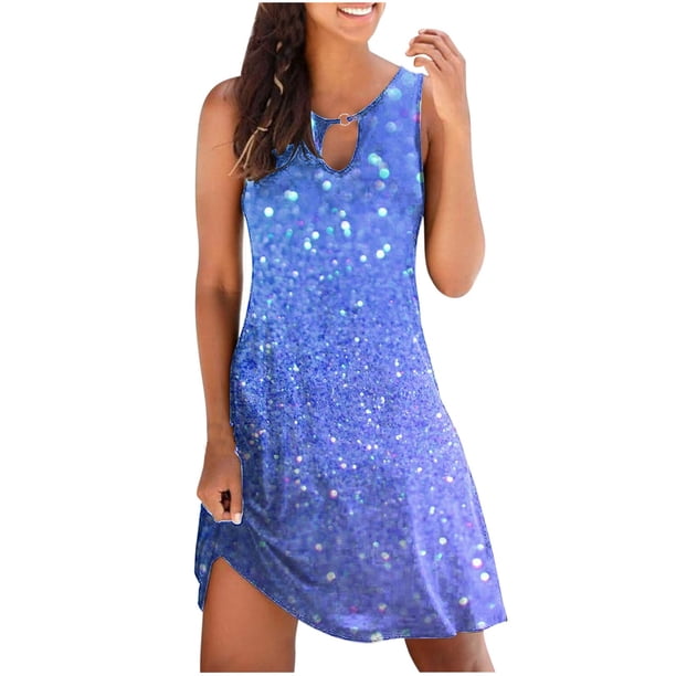 Vestidos de Verano de las Mujeres Sexy Wintaee sin Mangas Impresos, Vestidos Casuales para las Mujeres para el Día Y la Fiesta
