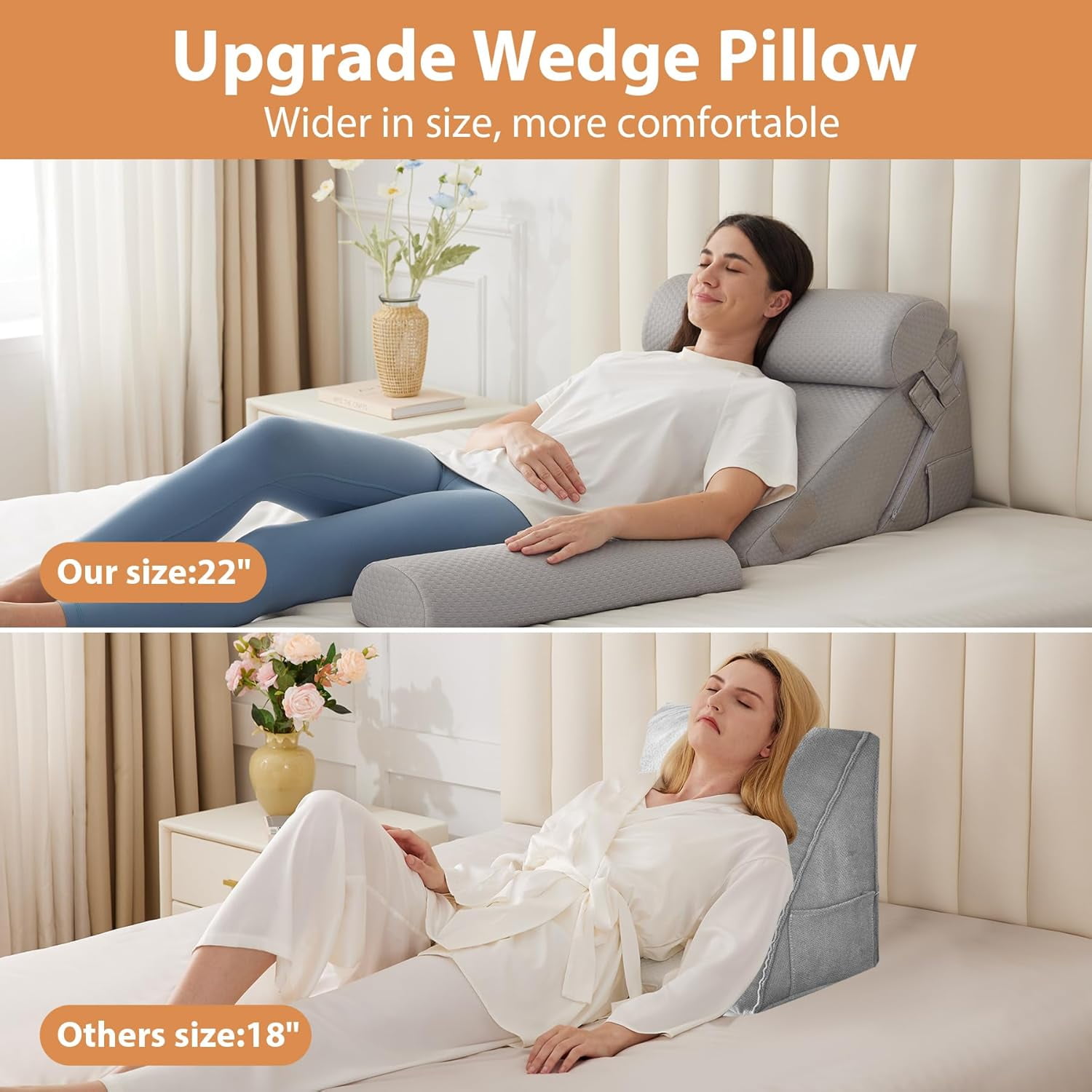 Orthopedic Bed Wedge Pillow Set 4Pcs, Adjustable Memory Foam Wedges Pillow, Pillow Wedge for Post Surgery, Back Pain Relief, Acid Reflux, Snoring, GERD, Grey