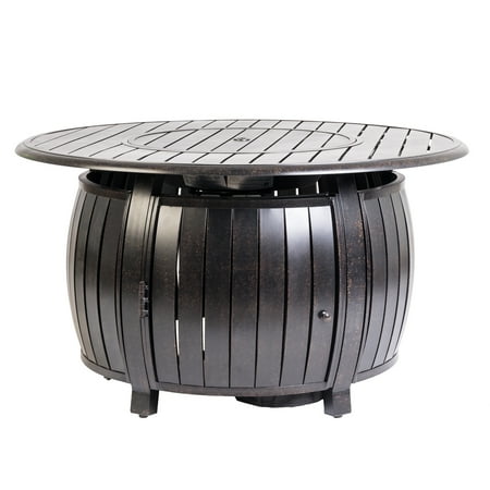 Fire Sense - Grand Cooper Aluminum Round LPG Fire Pit - Antique Bronze