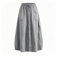 thumbnail image 5 of Miluxas Women's Cotton Linen Maxi Skirt Elastic Waist Drawstring A Line Casual Long Skirt with Pockets Loose Flowy Linen Skirt for Summer Daily Wear Gray, 5 of 8