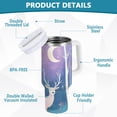 thumbnail image 2 of Yayeee 40oz Stainless Steel Tumbler with Straw and Handle Double-Wall Insulated Travel Water Bottle, Purple Night Deer, 2 of 8