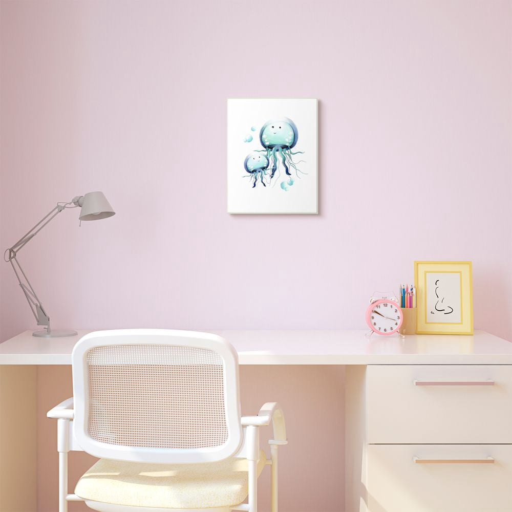 The Kids Room by Stupell Cute Cartoon Baby Jellyfish Family Ocean Animal Painting Wall Plaque Art by Studio Q by Studio Q