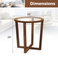 thumbnail image 3 of Gymax 2 Pcs Table d'Appoint Ronde Moderne avec Dessus en Verre Trempé Transparent Pieds en Bois Massif, 3 of 10