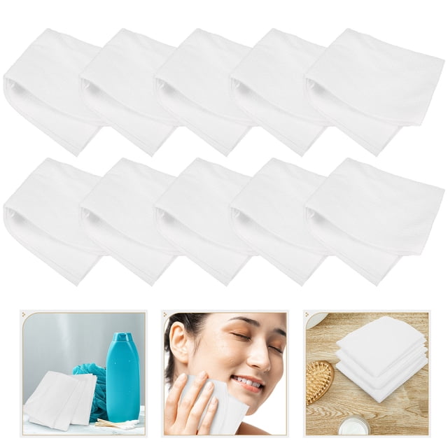 OULII 5Sets White Disposable Cotton Bath Towel Soft Absorbent Towel for Daily Use and Travel Needs