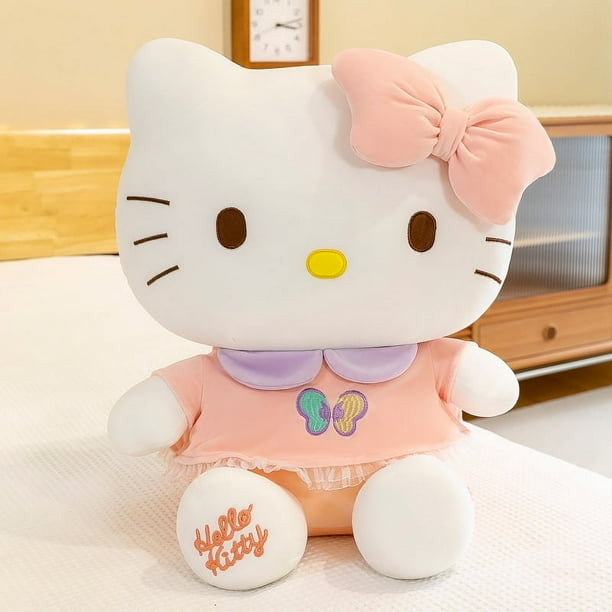 Decoraciones bonitas, regalos encantadores, falda de mariposa rosa, gato de peluche Hello KT, juguetes de peluche, muñecos de personajes de dibujos animados de Japón