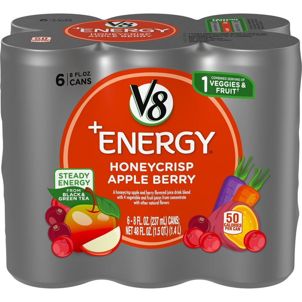 V8 +Energy, Healthy Energy Drink, Natural Energy from Tea, Honeycrisp