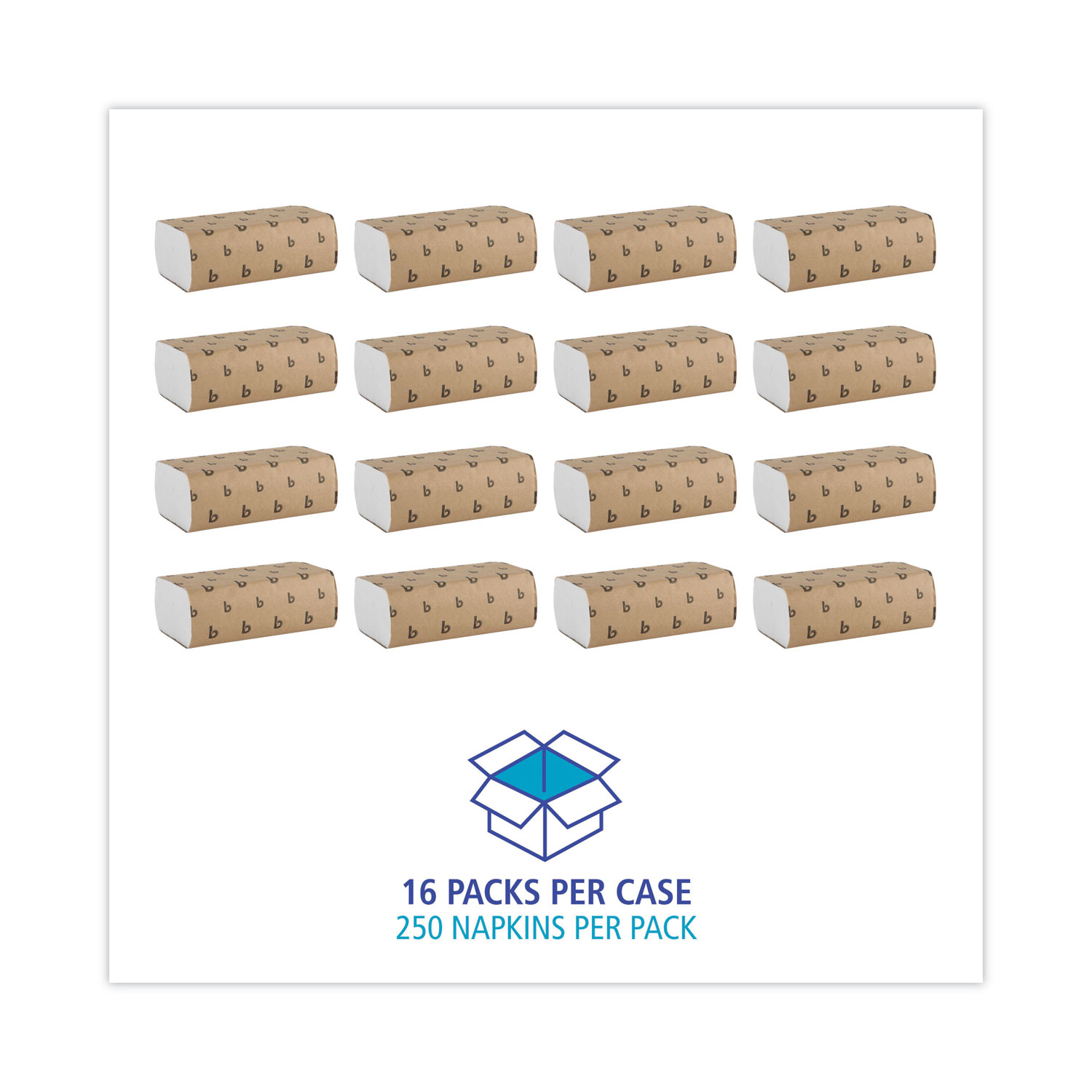 Boardwalk Multifold 1-Ply Commercial Paper Towels, 16 Packs, 250 Sheets per Pack, White