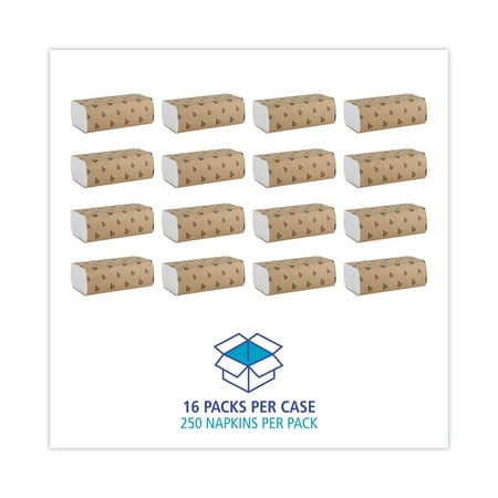 Boardwalk Multifold Commercial Paper Towels, 1-Ply, 16 Packs, 250 Sheets Per Pack, White