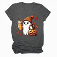 thumbnail image 5 of TOWED22 Fall Shirts for Women Casual Cute Pumpkin Ghost with Coffee Graphic T-Shirts Novelty Halloween Tee Autumn Thanksgiving Tops(Dark Gray,3XL), 5 of 7