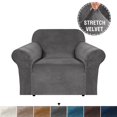 thumbnail image 1 of H.VERSAILTEX 1-Piece Luxury Velvet Armchair Stretch Slipcover, Gray, 1 of 7