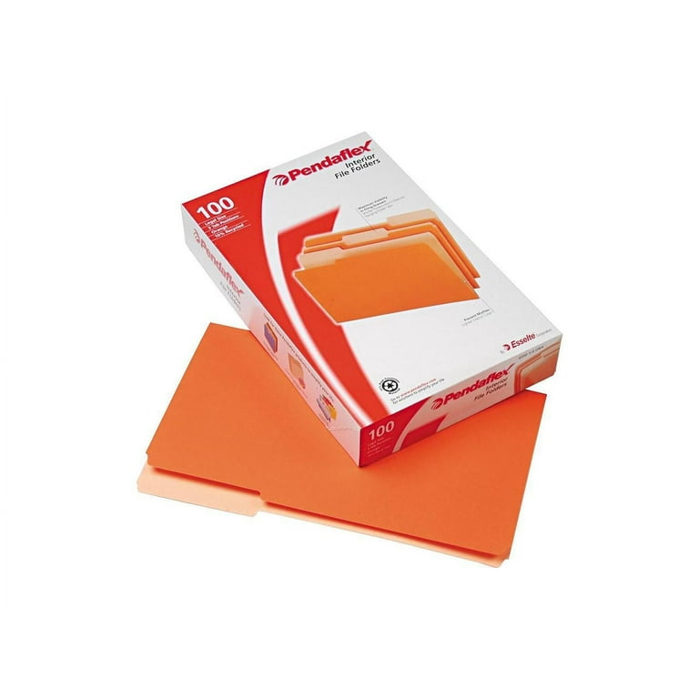 Interior File Folders, 1/3-Cut Tabs: Assorted, Legal Size, Orange, 100/Box Interior File Folders, 1/3-Cut Tabs: Assorted, Legal Size, Orange, 100/Box