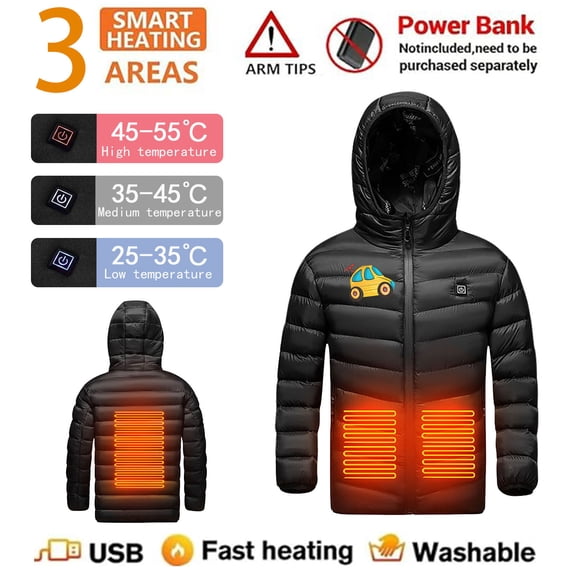 Maqroz Kids Heated Jacket Boys Girls Youth Hearting Winter Coats Rechargeable Toddler Warm Cold Weather Jacket Thermal Quilted Puffer Coat No Battery