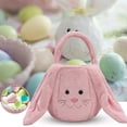 thumbnail image 1 of Small Easter Baskets, Adorable Plush Bunny Ear Handbag for Kids Soft Pink Rabbit Design Tote Bag with Cute Face and Long Ears, Easter Gifts That Both Boys and Girls Need (As Shown), 1 of 7