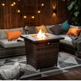 thumbnail image 2 of AJ Enjoy 28'' Propane Fire Pit Table, 50,000 BTU Fire Table with Brown Wicker, Laval Rocks, Inclined Leg Design., 2 of 11