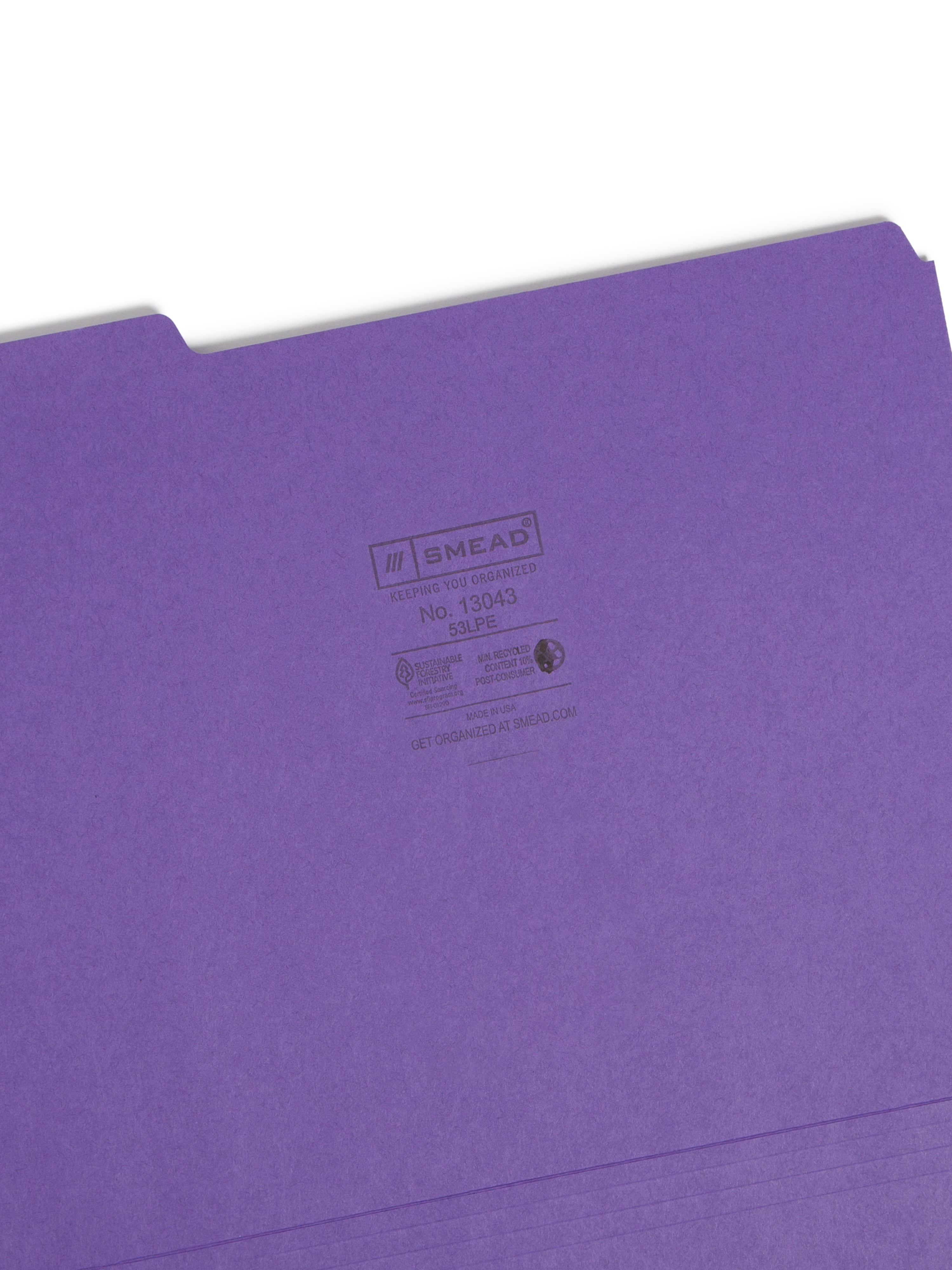Smead File Folder, 1/3-Cut Tab, Letter Size, Purpl