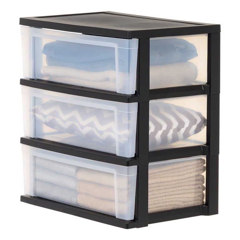black 3 drawer dresser plastic IRIS Usa Wide 3 Drawer Plastic Storage Chests 2 Pack