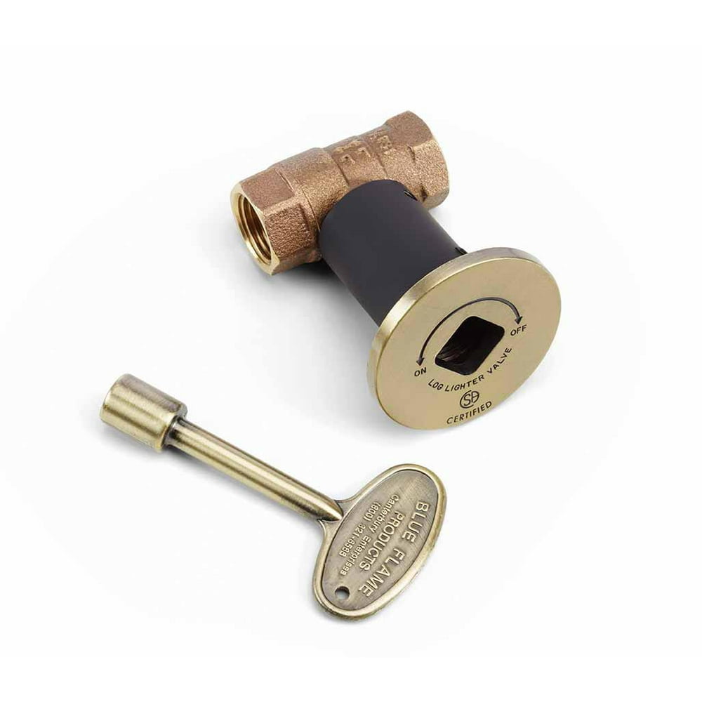 HPC 1/2" Straight Gas Fire Pit Valve Kit, Antique Brass Flange/Key