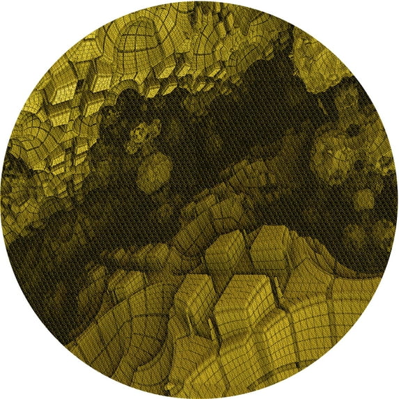 Ahgly Company Indoor Round Patterned Black Bean Brown Area Rugs, 7' Round
