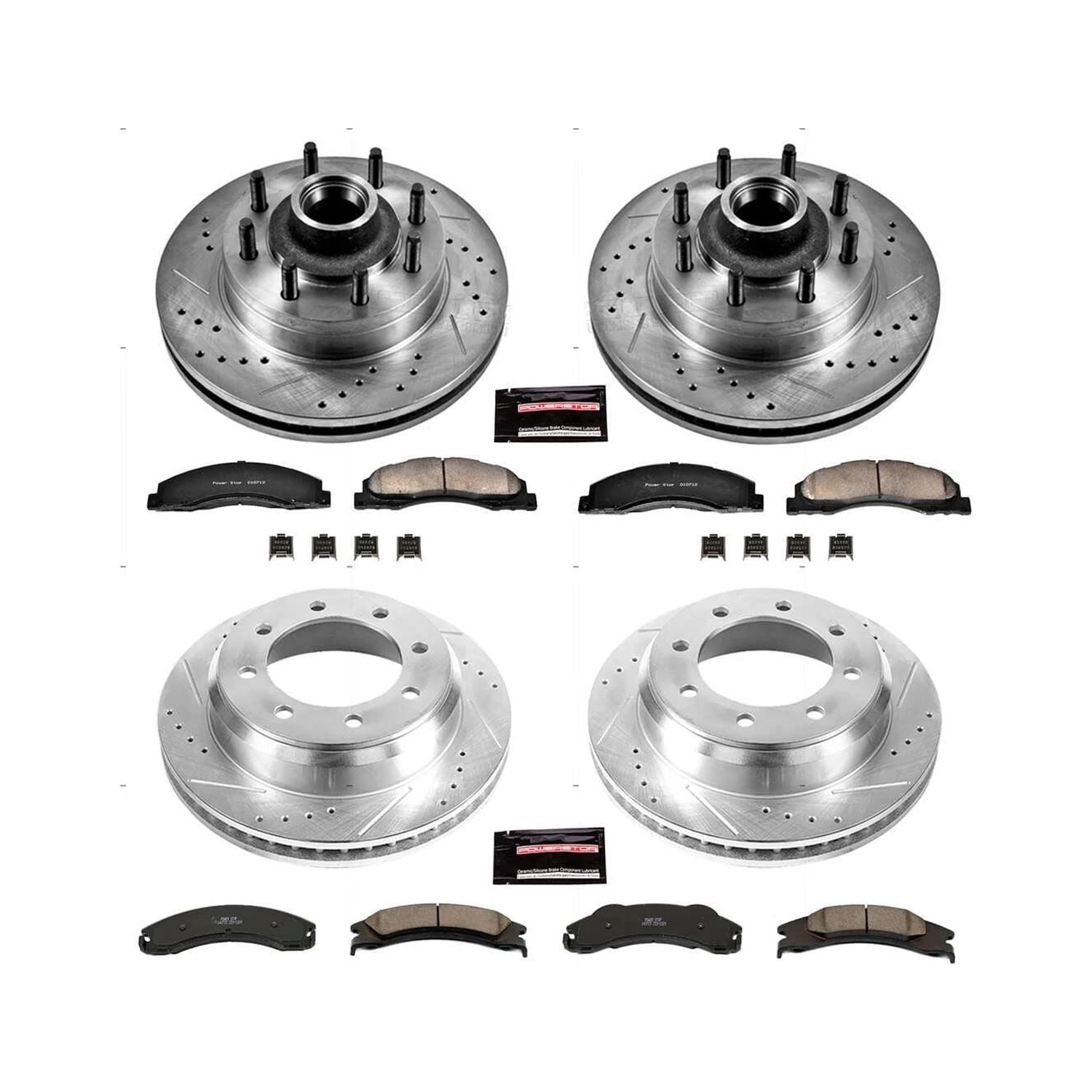 Power Stop Front and Rear Brake Kit with Drilled & Slotted Rotors and Ceramic Brake Pads K4131