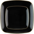 thumbnail image 4 of (90 PACK) EcoQuality 6" inch Disposable Square Black Plastic Plates with Gold Rim, China Like Party Plates, Heavy Duty Dessert Plate, Salads, Weddings, Baby Showers, Catering, Non Toxic, 4 of 4