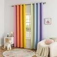 thumbnail image 2 of Rainbow Blackout Curtains Made with a Patchwork of Pink, Orange, Yellow, Green, Blue, and Purple for Kids Bedroom Blackout Colored Curtains for Bedroom Classroom 53"W x 108"L (Pack of 2), 2 of 6