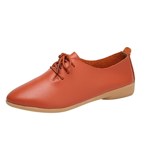 KELINFONG Women s Shoe Lace up Low Flat Heel Oxfords Formal Dress Business Work Office Shoes