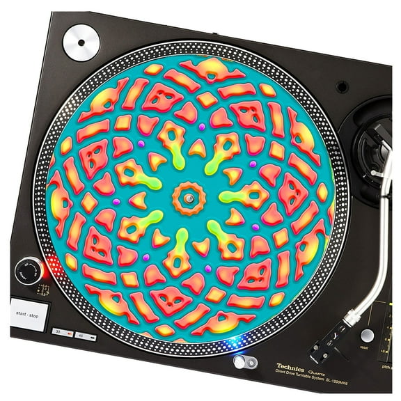 KuzmarK™ 12" DJ Turntable Slipmat - Aqua Neon DJ