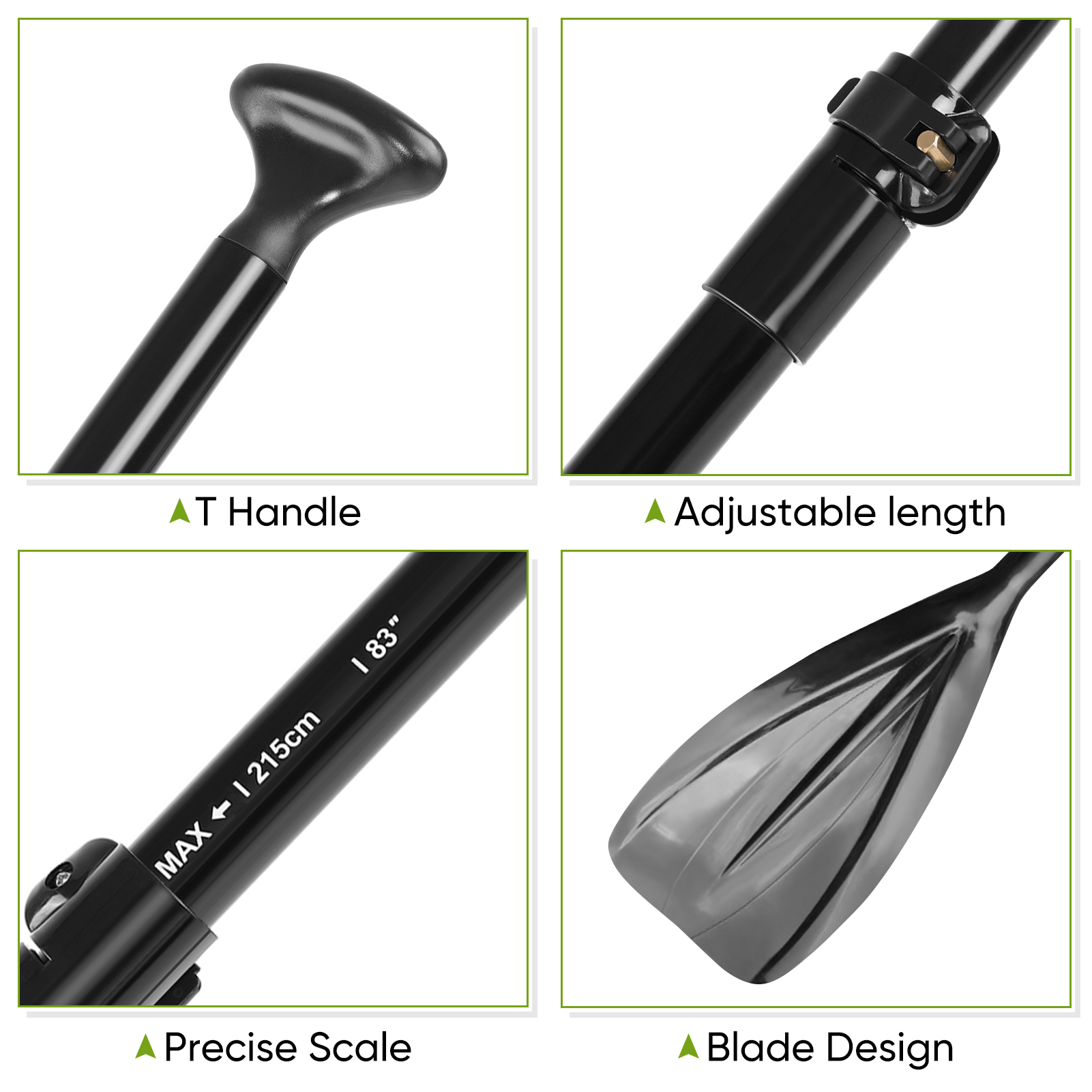 Zyyini Surfboard 2 Section Aluminum Adjustable Paddle for Boating Kayaking Surfing, Kayak Paddle