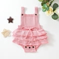 thumbnail image 4 of Barboteuse en Tricot pour Bébé Fille Couleur Unie avec Cordon de Serrage Sans Manches Robe à Bretelles 0-24M, 4 of 8