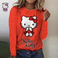 thumbnail image 4 of Camiseta de manga larga con estampado de flores para mujer, ropa básica de cuello redondo, informal, vacaciones, fin de semana, dulce, Primavera, 4 of 4