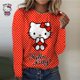thumbnail image 4 of Camiseta de manga larga con estampado de flores para mujer, ropa básica de cuello redondo, informal, vacaciones, fin de semana, dulce, Primavera, 4 of 4