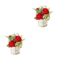 thumbnail image 2 of mmirethe Fake Peony Silk Hydrangea Flower Realistic Appearance Artificial Flowers With Vase Simulation Flower Set Low Maintenance Pinellia red 2Set, 2 of 6