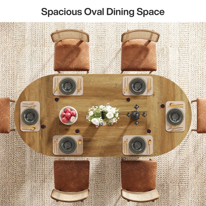 Tribesigns 63" Rustic Dining Table for 4-6 with Metal Strip Base